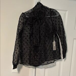 Fashion Nova Black Sheer Polka Dot Blouse